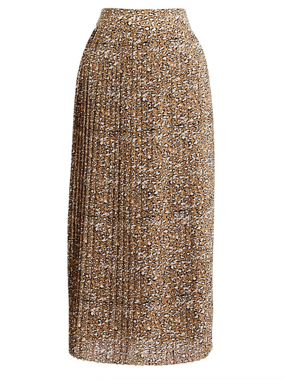 J. CREW Factory Pleated Midi Skirt Tan Brown Black Leopard Print Cheetah Animal